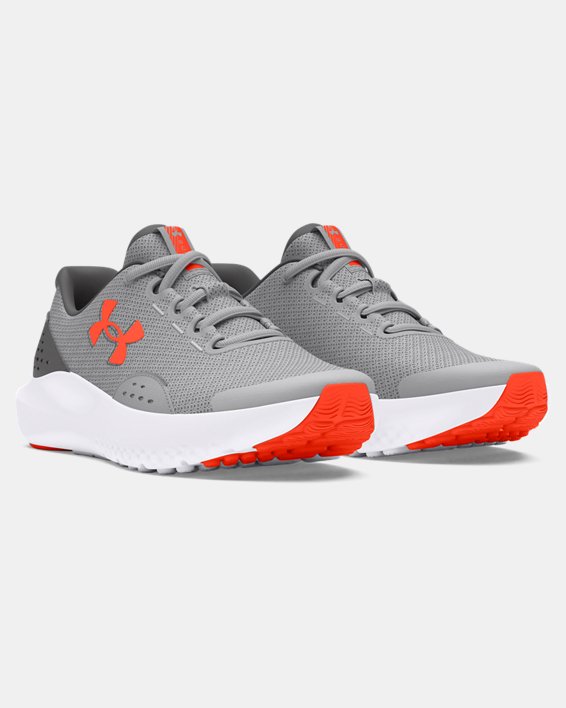 Boys' Grade School UA Surge 4 Running Shoes in Gray image number 3